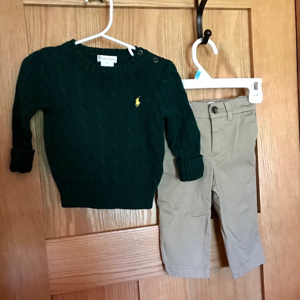 Ralph Lauren 9 months sweater and khakis